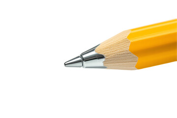 Close-up of Yellow Pencil-Shaped Ballpoint Pen Tip