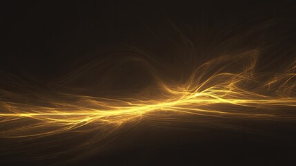  mesmerizing flow of radiant golden light streaks across the image, accompanied by sparkling particles. The glowing, ethereal waves create a luxurious and luminous atmosphere