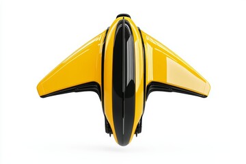 Imagine a futuristic rear view yellow spaceship