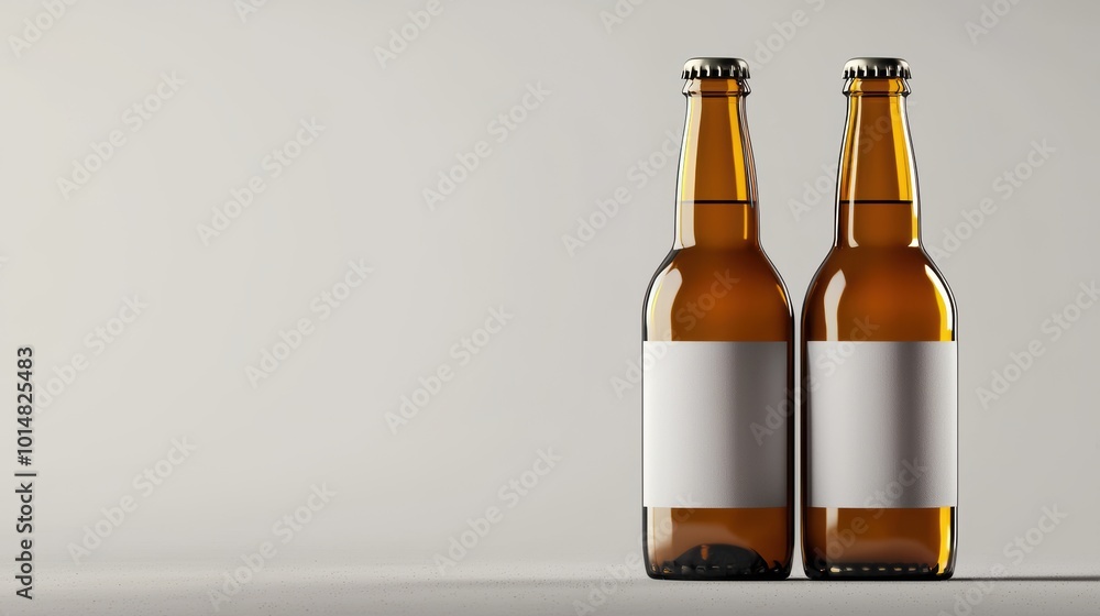 Poster two bottles with blank labels on a simple background
