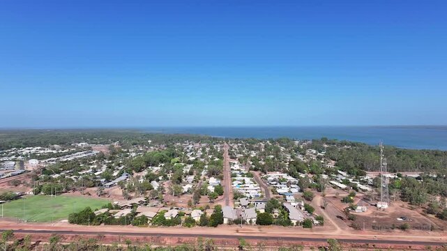 Aerial footage of Weipa Queensland Australia