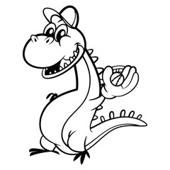 Cute Dinosaurs cartoon characters, wearing baseball gloves and played. Best for coloring book, logo, and coloring book with sports themes for kids © taggtoon