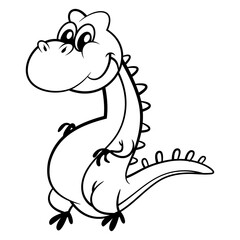 Cute Dinosaurs cartoon characters, smile and greeting. Best for Outline, logo, and coloring book with prehistoric themes for kids