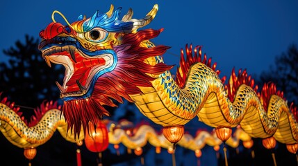 Fototapeta premium Chinese dragon lantern. dragon lantern backgrounds black chinese super