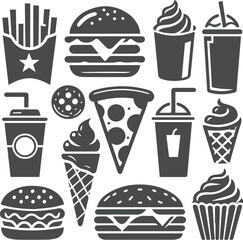 Fast Food Silhouette Collection Vector illustration Design