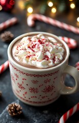 A Cozy Cup of Hot Chocolate Surrounded by Christmas Cheer