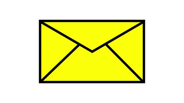 yellow mail icon animation on white background