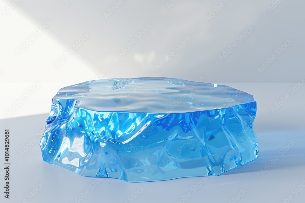 Poster a chunk of ice sits atop a rustic wooden table, perfect for adding a touch of frosty elegance to you