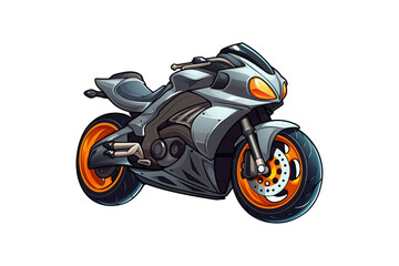 Motorcycle with chrome accents and a black seat. Suitable for showing off vintage motorcycles and motorbike themed designs. Generative AI