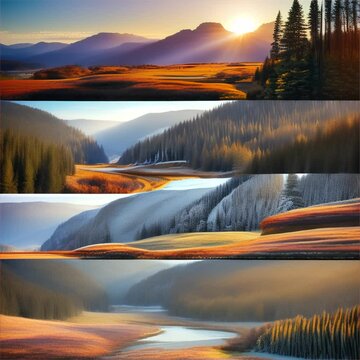 Moving landscape polyptych.