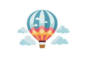 Obraz premium Vibrant hot air balloons in red and blue soar above cloud filled skies. Perfect for travel brochures and adventure themed designs. Generative AI