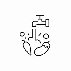 washing food vegetable and fruit icon sign vector