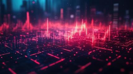 Fototapeta premium Stock market or financial data with a digital screen displaying a candlestick chart and trading patterns