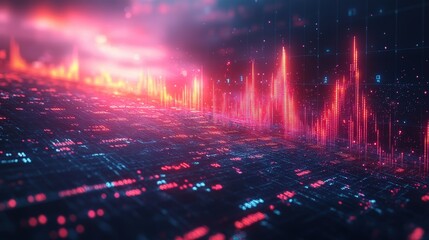 Fototapeta premium Stock market or financial data with a digital screen displaying a candlestick chart and trading patterns