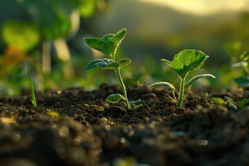 A close-up view of various plants growing in soil, ideal for gardening or environmental uses