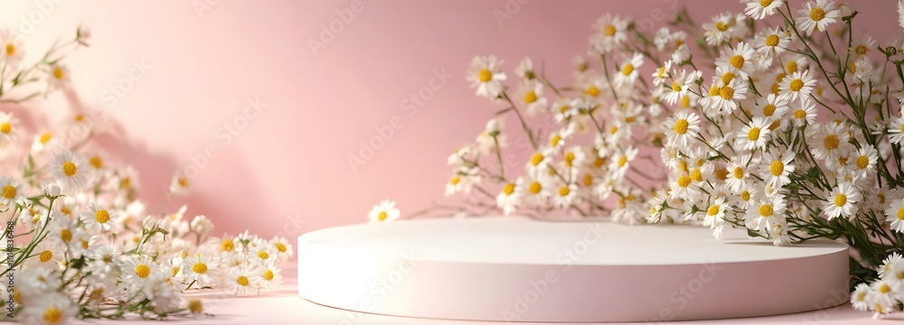 Poster 1. **elegant display:** create an image of a sleek white podium featuring a large circular cutout, s