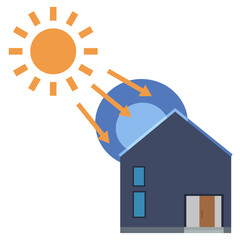 ソーラーパネルを使った太陽光発電システムのイラスト