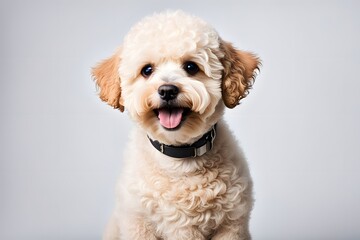 Bichpoo dog on white background, AI Generated