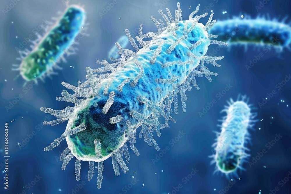 Poster microscopic view of multiple bacterial cells