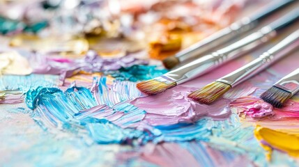 Fototapeta premium Colorful Brushstrokes and Artistic Palette