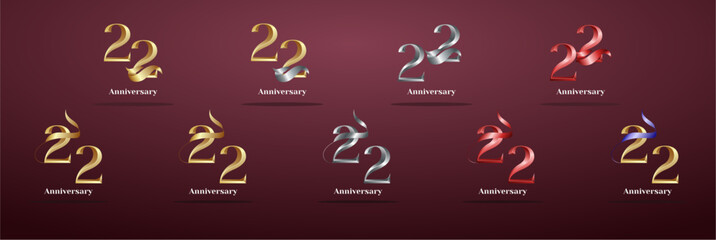 Luxury Logo 22th, 22th Elegant years happy anniversary, Creative design template for celebration, birthday, greeting and invitation. Gold color