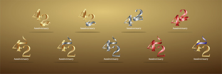 Luxury Logo 42th, 42th Elegant years happy anniversary, Creative design template for celebration, birthday, greeting and invitation. Gold color