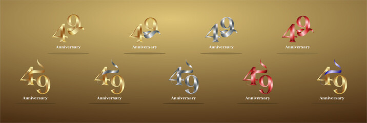 Fototapeta premium Luxury Logo 49th, 49th Elegant years happy anniversary, Creative design template for celebration, birthday, greeting and invitation. Gold color