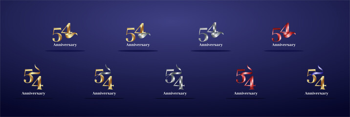 Luxury Logo 54th, 54th Elegant years happy anniversary, Creative design template for celebration, birthday, greeting and invitation. Gold color