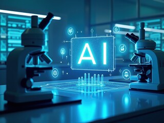Advanced AI Technology in a Research Laboratory