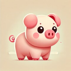 Fototapeta premium a pink piggy bank with a soft pastel shade, adorned with a delicate ribbon, standing out against a clean white background A good title for this image could be Pink Piggy Bank with 