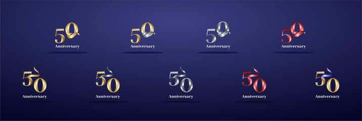Luxury Logo 50th, 50th Elegant years happy anniversary, Creative design template for celebration, birthday, greeting and invitation. Gold color