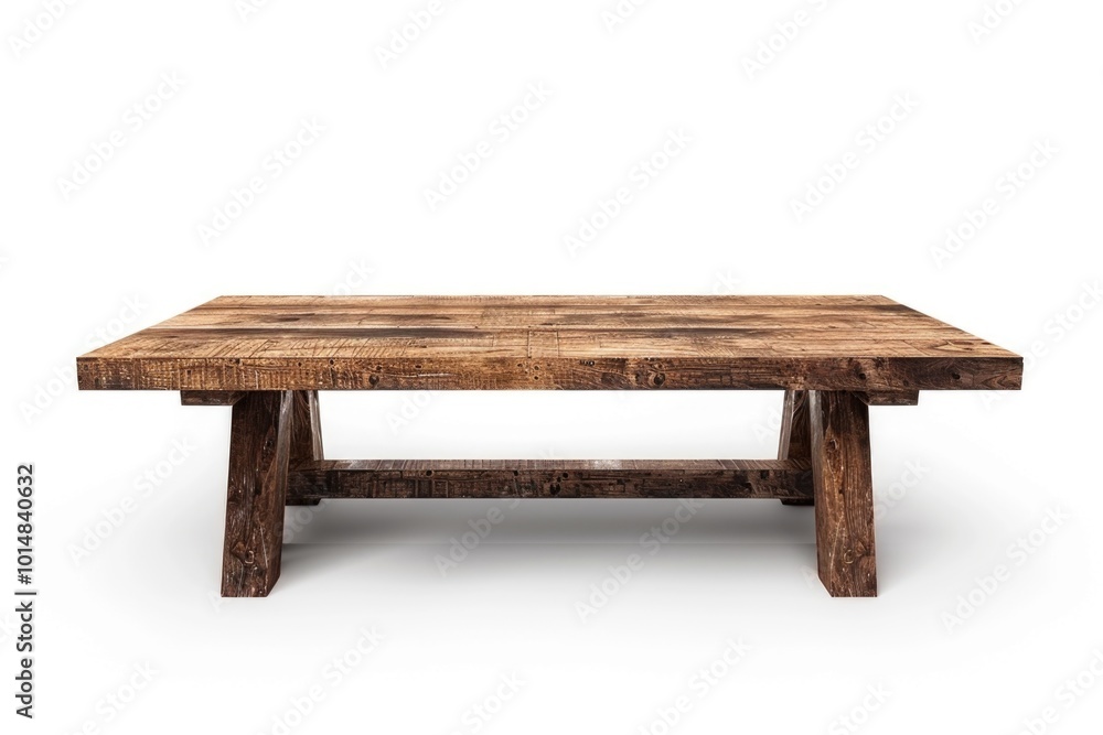Poster a simple wooden table against a clean white background, perfect for showcasing objects or as a minim