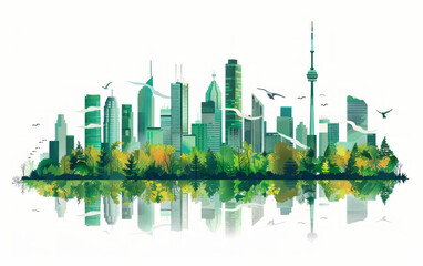 Obraz premium Minimalist graphic illustration of city and building Outlines