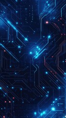 A captivating digital background showcasing a network of blue circuits and glowing elements, ideal for technology themes.