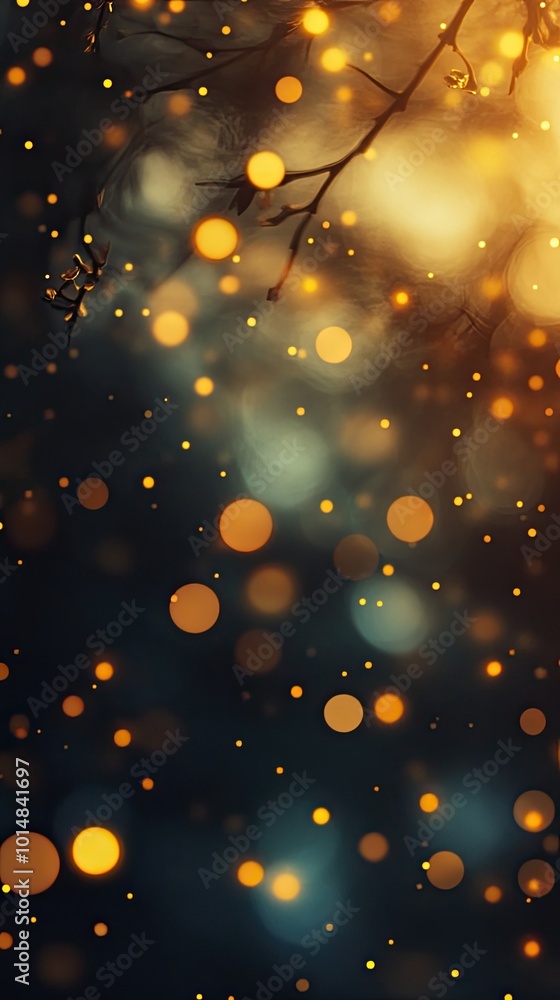 Wall mural a stunning abstract image featuring glowing bokeh lights against a dark background, creating a magic