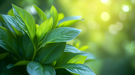 Fototapeta premium A close-up of hosta leaves a soft, blurred background