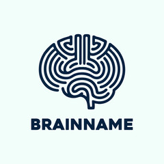 A blue and white logo of a brain