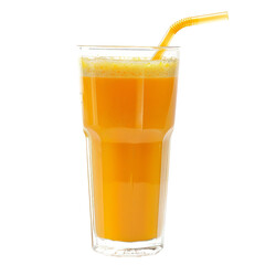 Refreshing Glass of Bright Orange Juice with a Straw.