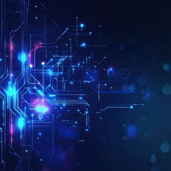 Obraz premium Abstract digital design with glowing lines and lights, representing technology, innovation, and artificial intelligence.