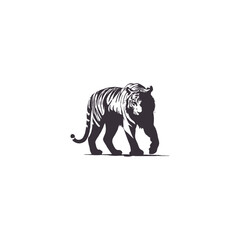 Tiger silhouette logo design inspiration with a flat design using a black color, isolated white background