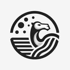 A camel with a black and white pattern on it