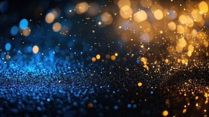 Obraz premium background of abstract glitter lights. blue, gold and black. de focused. banner