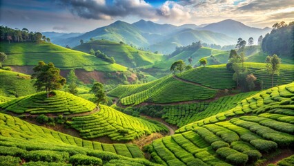 Fototapeta premium Tea plantations in Munnar, Kerala, India , Tea, plants, Munnar, Kerala, India, agriculture, landscape, scenic, green
