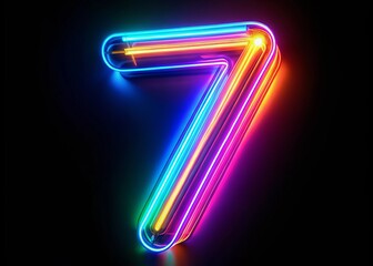 Obraz premium Neon Light Digit Character 7 in Long Exposure for Vibrant Night Photography