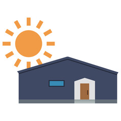 ソーラーパネルを使った太陽光発電システムのイラスト