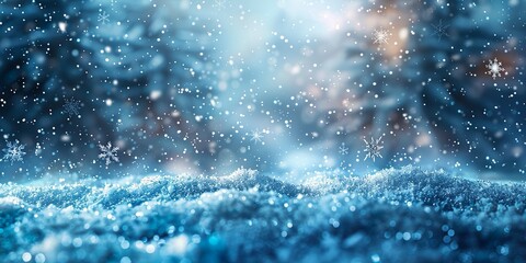 Obraz premium Christmas snow background. Holiday decoration winter design. Shine snow defocused background