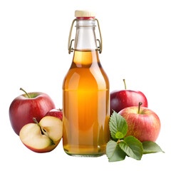 Front view bottle apple cider vinegar on transparent background