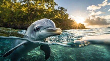 Fototapeta premium Dolphin Sunset
