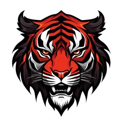 Fototapeta premium Tiger on White Background. Black and Red colors