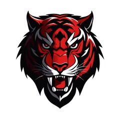 Obraz premium Tiger on White Background. Black and Red colors